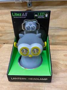 lot 94 image: LITEZALL Owl Themed Headlamp and Lantern Combo