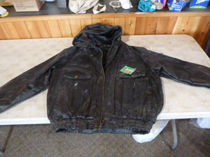 lot 10 image: Giovanni Navarree Mens Black Leather Jacket with Hood