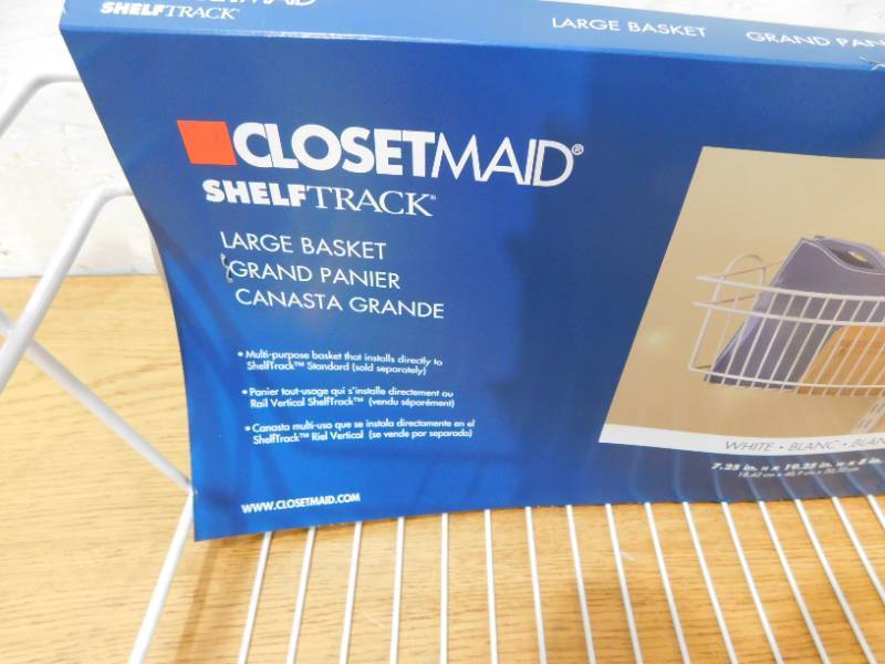 lot 88 image: (2) ClosetMaid 8.4 in. H x 19.5 in. W White Steel 1-Drawer Close Mesh Wire Basket
