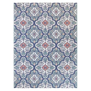 lot 77 image: Hampton Bay Star Moroccan 5 ft. x 7 ft. TealWhite IndoorOutdoor Area Rug
