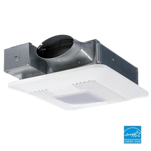 lot 93 image: Panasonic WhisperThin Pick-A-Flow 80 or 100 CFM Exhaust Fan with LED Light Low Profile Ceiling or Wall and 4 in. Oval Duct Adapter