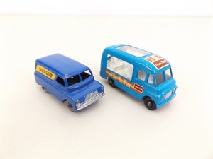 lot 143 image: 2 Original Lesney Matchbox Commer Ice Cream Canteen #47 and Bedford Dunlop Van #25