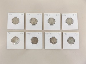 lot 196 image: 8 Early 1920s Buffalo Nickels