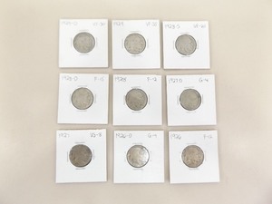 lot 197 image: 9 Late 1920s Buffalo Nickels