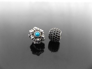 lot 163 image: 2 ALE .925 Sterling Silver PANDORA Charms #791051NCK #790580TQ