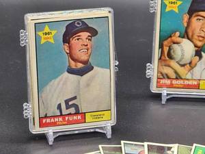 lot 55 image: 40 Assorted 1961 Topps Baseball Cards in (4) ten Card Count Plastic Holders