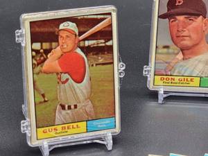 lot 76 image: 40 Assorted 1961 Topps Baseball Cards in (4) ten Card Count Plastic Holders