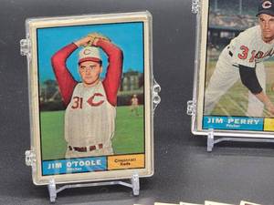 lot 94 image: 40 Assorted 1961 Topps Baseball Cards in (4) ten Card Count Plastic Holders