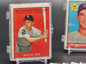 lot 100 image: 40 Assorted 1961 Topps Baseball Cards in (4) ten Card Count Plastic Holders