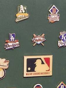 lot 174 image: Framed Collection of Major League Baseball Pins