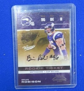 lot 45 image: AUTOGRAPHED (SIGNED) MINNESOTA VIKINGS CARD
