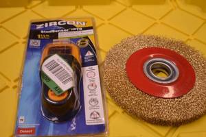 Stud finder, brass polishing wheel