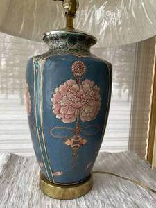 Lot of 2 Mid Century Floral Lamps