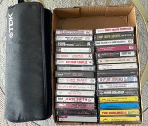 Lot of Country Audio Cassette Tapes w Case.