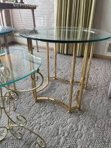 Set of 3 Metal and Glass Side Tables