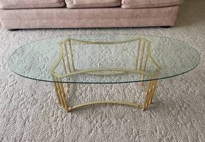 Gold Coffee Table with Glass Top