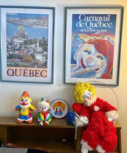 Various Clown Posters and Figurines