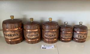 Treasure Craft Mid Century Barrel Kitchen Canisters