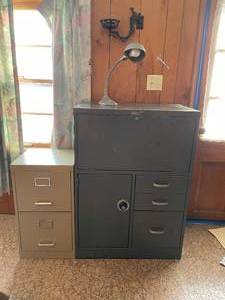 Filex Steel Tower Industrial Desk Safe File Cabinet Combo