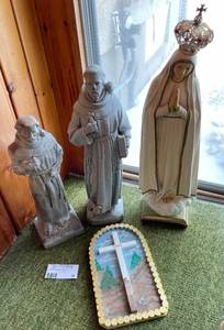 3 Large Ceramic Christian Catholic Statues