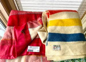 Two Vintage 100% Wool Blankets Faribault Woolen Mills & Orrlaskan