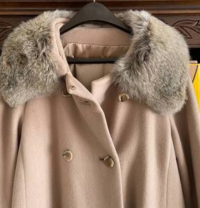 Sycamore Womens Rabbit Fur and Wool Long Coat