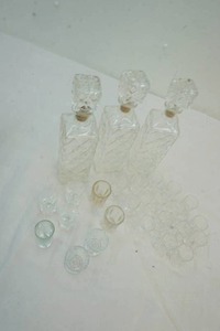 lot 96 image: glass decanters with shot glasses