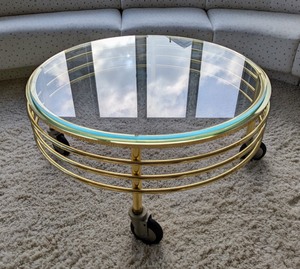lot 1B image: Round Glass Topped Coffee Table