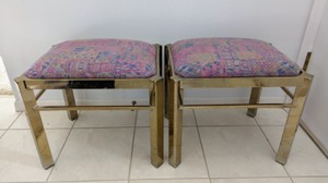 lot 7 image: Pair of Vintage Contemporary Style Brass Stools