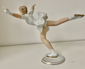 lot 137 image: German Wallendorf Porcelain Bisque Figurine The Skater