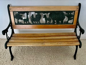 lot 151 image: Charming Cast Iron and Wooden Childrens Bench