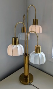 lot 10 image: Awesome Hollywood Regency Style  Four Arm Brass Table Lamp