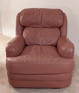 lot 12 image: Classic Leather Armchair and Ottoman