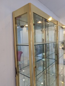 lot 24 image: Two Large Vintage Brass Glass Display Cabinets