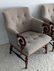 lot 32 image: Pair of Vintage Upholstered Armchairs