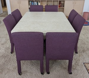 lot 35 image: Formica Dining Table and Colorful Chairs