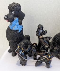 lot 241 image: Vintage Black Poodle Figurines