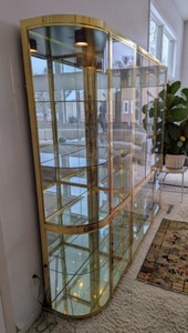 lot 24A image: Set of Three Exquisite Brass Curved Contemporary Glass Display Cabinets