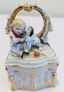 lot 246 image: Three Victorian Dog Themed Fairing Trinket Boxes