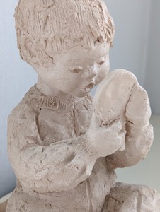 lot 283 image: Little Girl Sculpture on Rock Slab