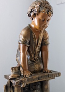 lot 291 image: Painted Plaster Child Sculpture