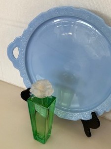 lot 401 image: Vintage Cornflower Blue Colored Tray and Elizabeth Taylor Gardenia Perfume