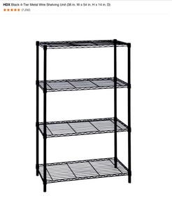 HDX Black 4-Tier & Chrome 3-Tier Metal Wire Shelving Units. See Pictures