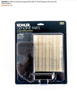 KOHLER Air Filter for Kohler Courage SV470-620 15-22 HP Engines with Foam Pre-Filter Included & Kawasaki Air Filter for 22 - 24 HP Engines. See Pictures