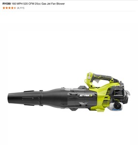 RYOBI 160 MPH 520 CFM 25cc Gas Jet Fan Blowers. See Pictures
