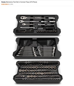 Husky Mechanics Tool Set in Connect Trays (270-Piece). See Pictures