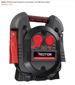 lot 25 image: Vector 12-Volt Automotive Portable Car Battery Charger & Vector 700 Peak Amp Portable Car Jump Starter. See Pictures