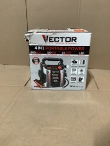 lot 26 image: Vector 800 Peak Amp Portable Car Jump Starter with 120 PSI Compressor and Triple USB Power. See Pictures