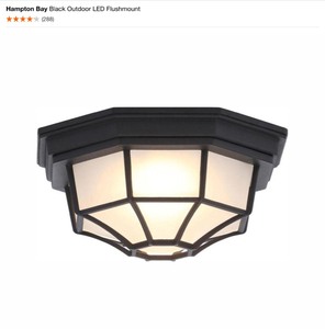 lot 27 image: Hampton Bay Black Outdoor LED Flushmounts & Bristol 1-Light Nutmeg Bronze Mini Pendant with Tea-Stained Glass Shade. See Pictures