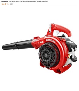 lot 30 image: Homelite 150 MPH 400 CFM 26cc Gas Handheld Blower Vacuum. See Pictures